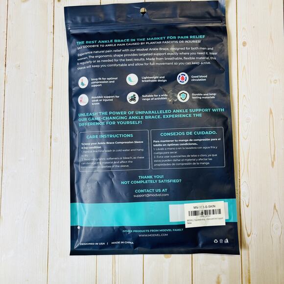 Modvel Ankle Brace Sleeve Sprained Ankle S Black New Pair in Packaging. - Picture 5 of 7